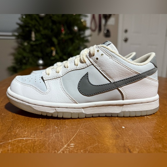 Women’s Nike Dunk Low Reflective Swoosh White Sneakers - Picture 7 of 10